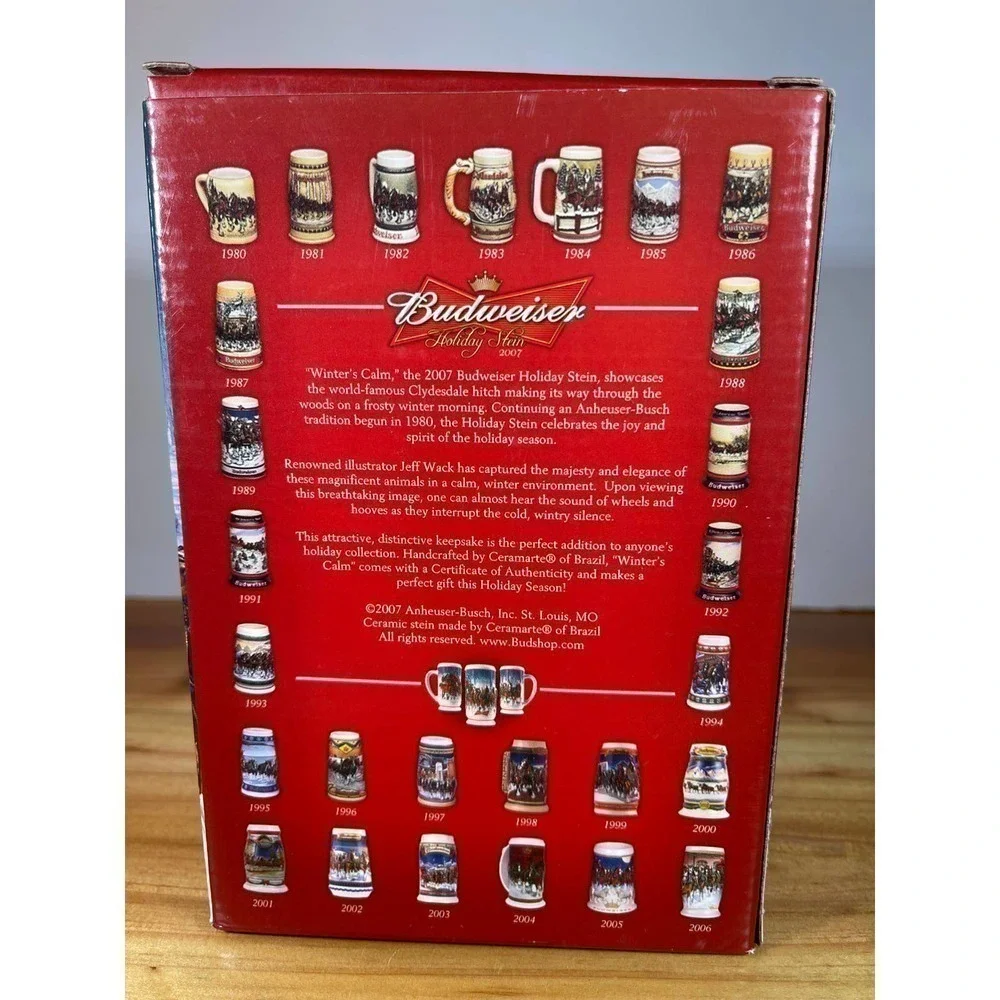 Nib 2007 Budweiser Stein Christmas Mug with Gift Box and COA Winter's Calm CS678